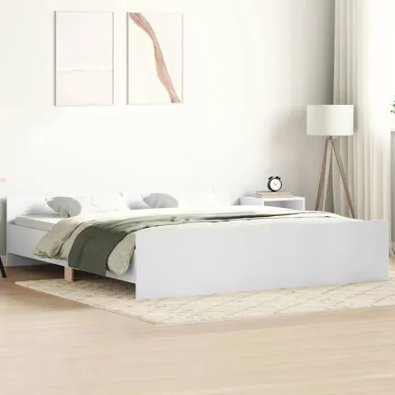 Cadre de lit sans matelas blanc 200x200 cm