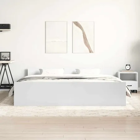 Cadre de lit sans matelas blanc 200x200 cm