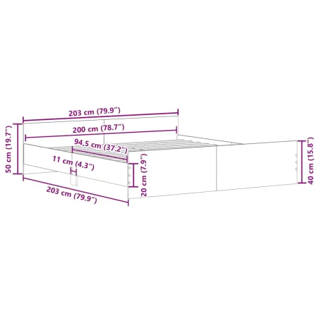 Cadre de lit sans matelas blanc 200x200 cm