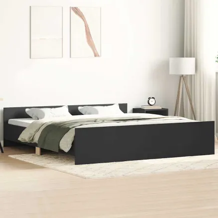Cadre de lit sans matelas noir 200x200 cm