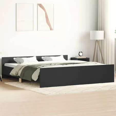 Cadre de lit sans matelas noir 200x200 cm