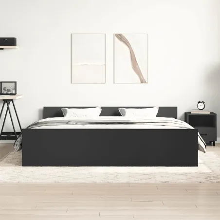 Cadre de lit sans matelas noir 200x200 cm