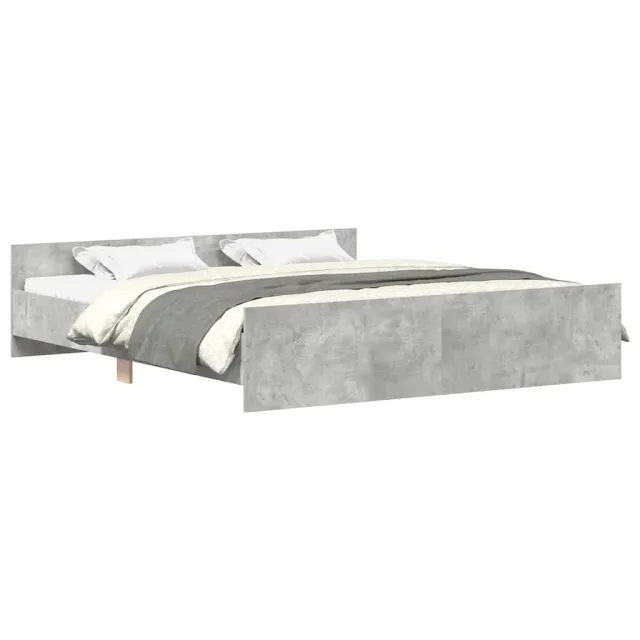 Cadre de lit sans matelas gris béton 200x200 cm