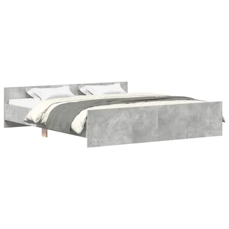 Cadre de lit sans matelas gris béton 200x200 cm