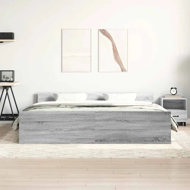 Cadre de lit sans matelas sonoma gris 200x200 cm
