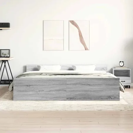 Cadre de lit sans matelas sonoma gris 200x200 cm