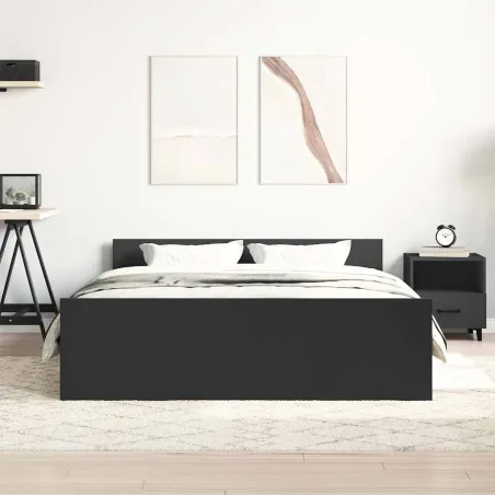 Cadre de lit sans matelas noir 120x200 cm