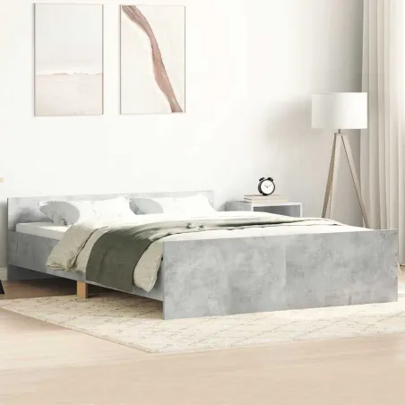 Cadre de lit sans matelas gris béton 120x200 cm