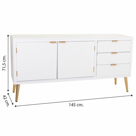 Buffet Alexandra House Living Blanc Doré Bois MDF 42 x 71 x 145 cm 2