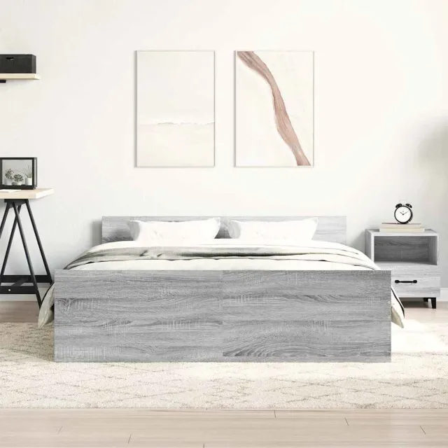 Cadre de lit sans matelas sonoma gris 140x200 cm