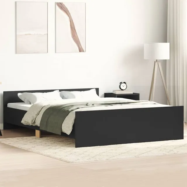 Cadre de lit sans matelas noir 150x200 cm