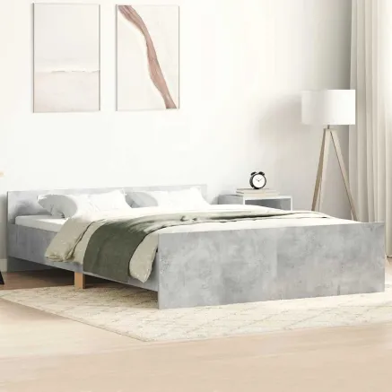 Cadre de lit sans matelas gris béton 150x200 cm