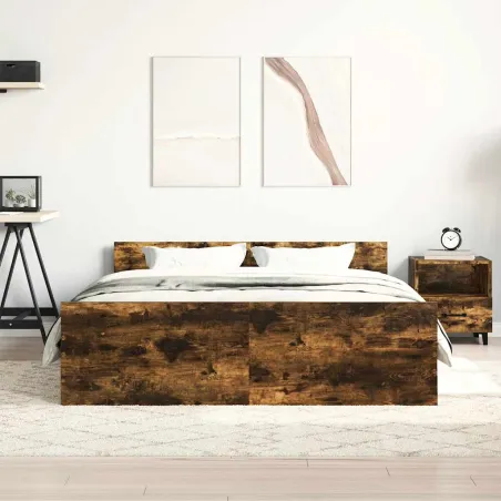 Cadre de lit sans matelas chêne fumé 150x200 cm