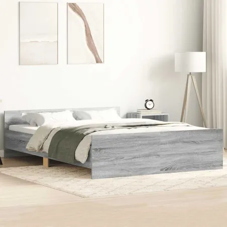 Cadre de lit sans matelas sonoma gris 150x200 cm