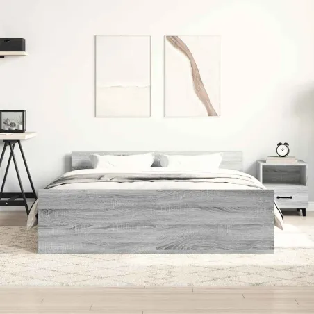 Cadre de lit sans matelas sonoma gris 150x200 cm