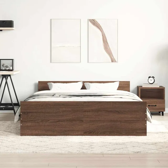 Cadre de lit sans matelas chêne marron 150x200 cm