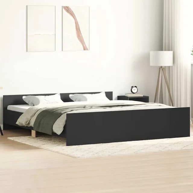 Cadre de lit sans matelas noir 160x200 cm