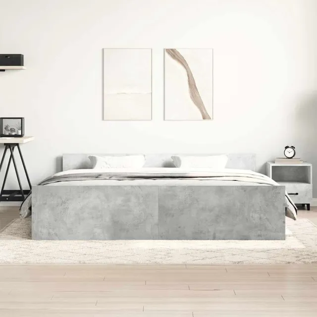 Cadre de lit sans matelas gris béton 160x200 cm