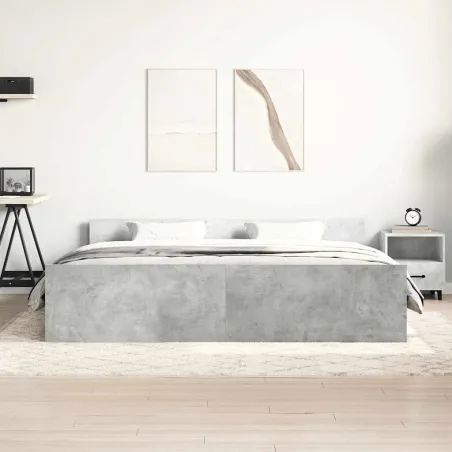 Cadre de lit sans matelas gris béton 160x200 cm
