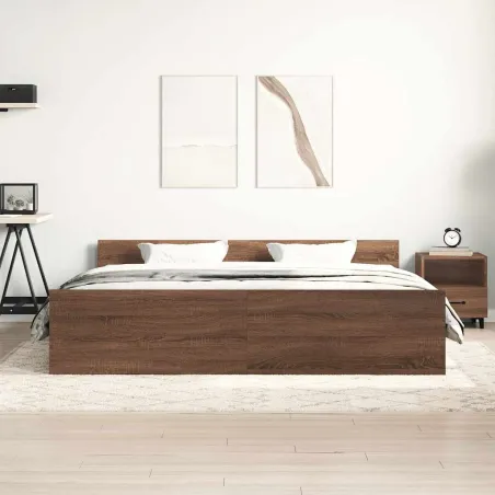 Cadre de lit sans matelas chêne marron 160x200 cm