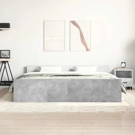 Cadre de lit sans matelas gris béton 180x200 cm