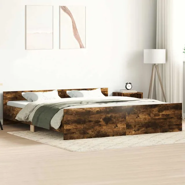 Cadre de lit sans matelas chêne fumé 180x200 cm