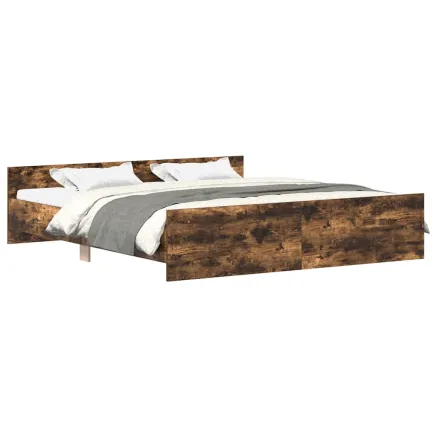 Cadre de lit sans matelas chêne fumé 180x200 cm 2