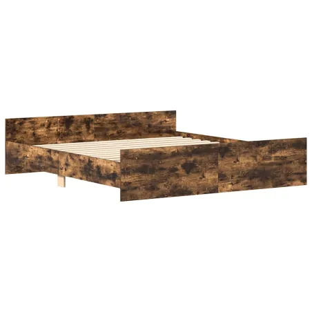 Cadre de lit sans matelas chêne fumé 180x200 cm