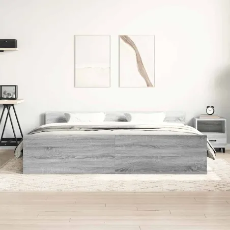 Cadre de lit sans matelas sonoma gris 180x200 cm