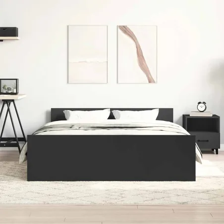 Cadre de lit sans matelas noir 120x190 cm