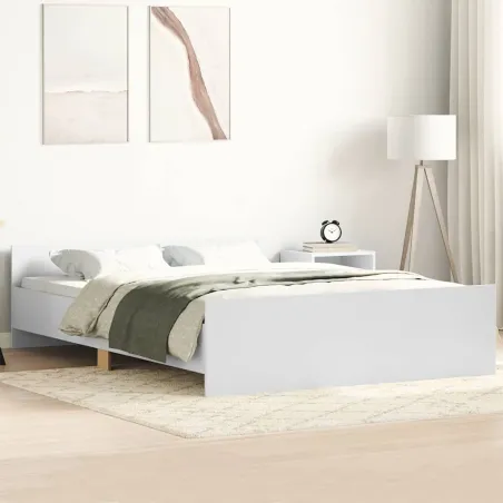 Cadre de lit sans matelas blanc 140x190 cm