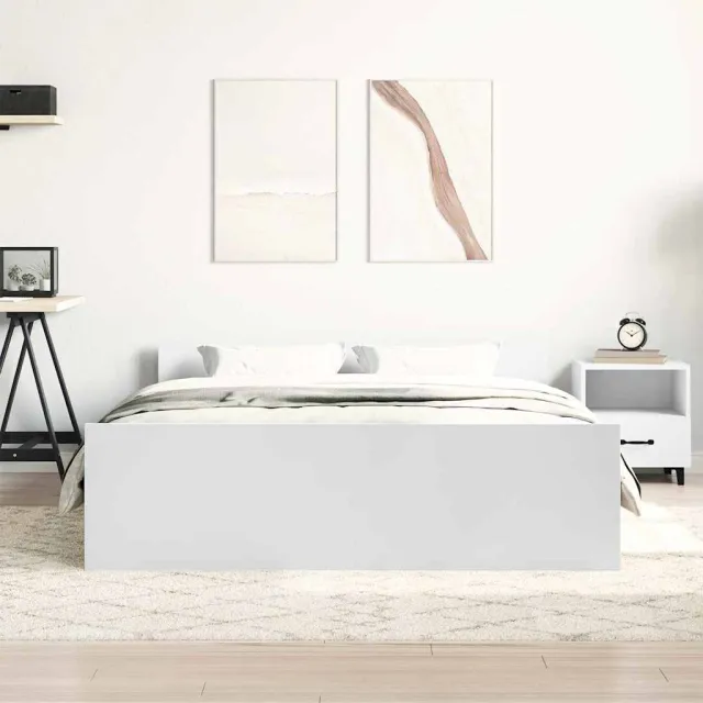 Cadre de lit sans matelas blanc 140x190 cm