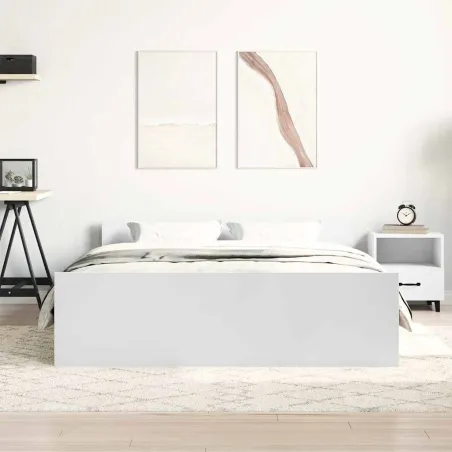 Cadre de lit sans matelas blanc 140x190 cm