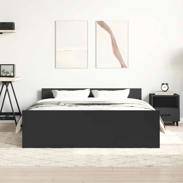 Cadre de lit sans matelas noir 140x190 cm