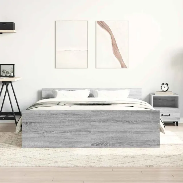 Cadre de lit sans matelas sonoma gris 140x190 cm