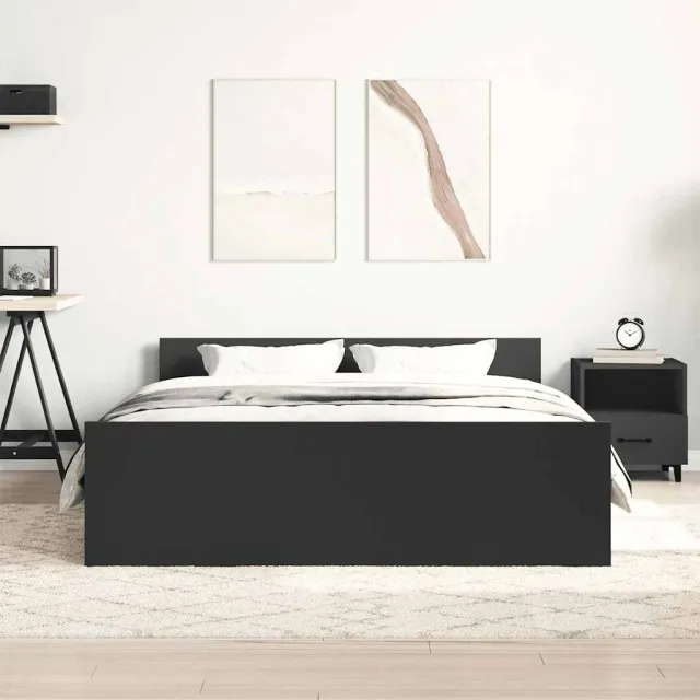 Cadre de lit sans matelas noir 135x190 cm