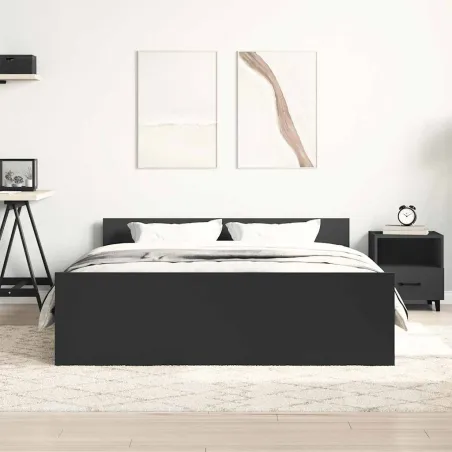 Cadre de lit sans matelas noir 135x190 cm