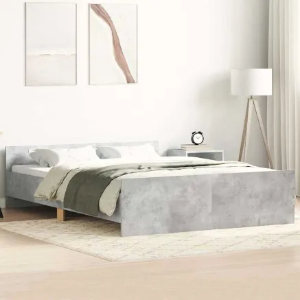 Cadre de lit sans matelas gris béton 135x190 cm