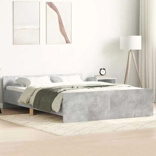 Cadre de lit sans matelas gris béton 135x190 cm