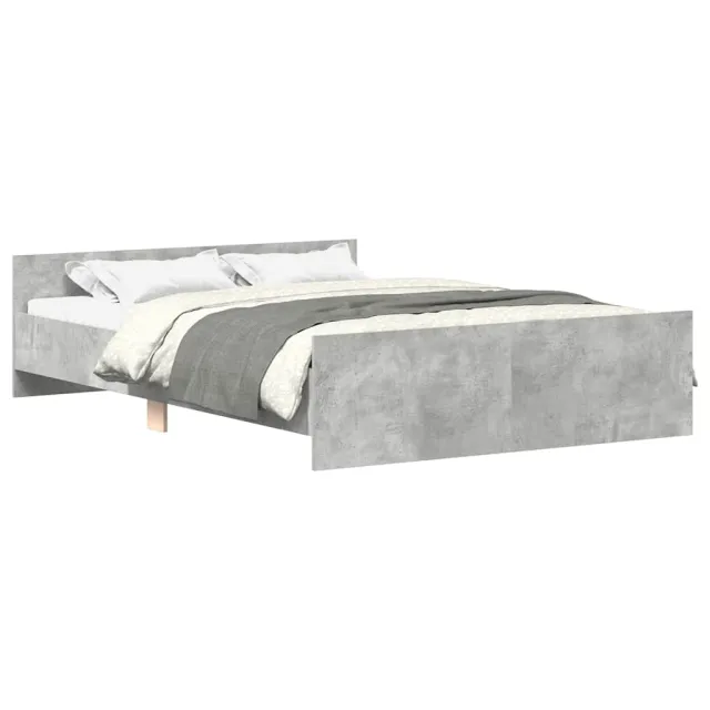 Cadre de lit sans matelas gris béton 135x190 cm