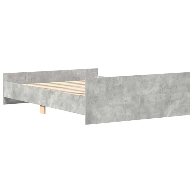 Cadre de lit sans matelas gris béton 135x190 cm