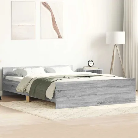 Cadre de lit sans matelas sonoma gris 135x190 cm