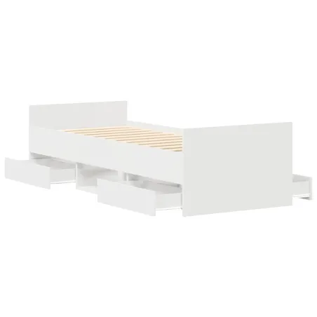 Cadre de lit sans matelas blanc 100x200 cm