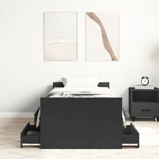 Cadre de lit sans matelas noir 100x200 cm