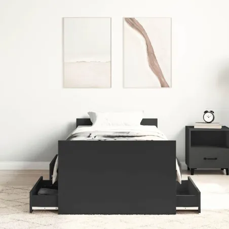 Cadre de lit sans matelas noir 100x200 cm