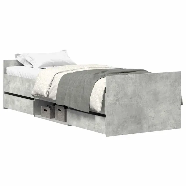 Cadre de lit sans matelas gris béton 100x200 cm