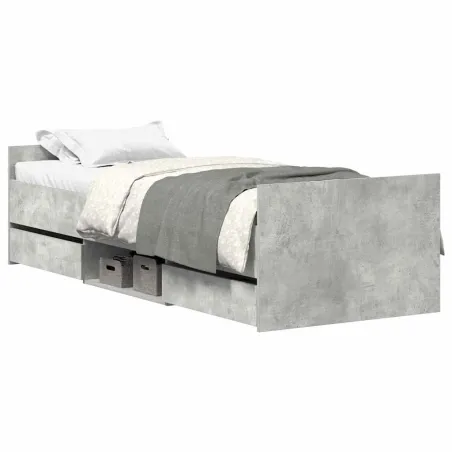 Cadre de lit sans matelas gris béton 100x200 cm