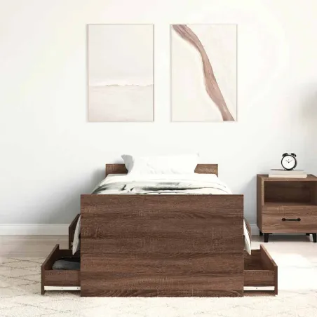 Cadre de lit sans matelas chêne marron 100x200 cm