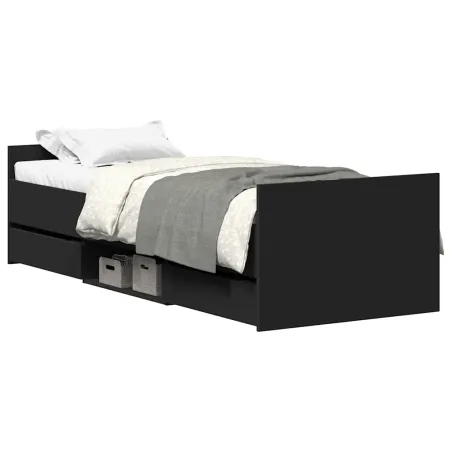 Cadre de lit sans matelas noir 90x200 cm