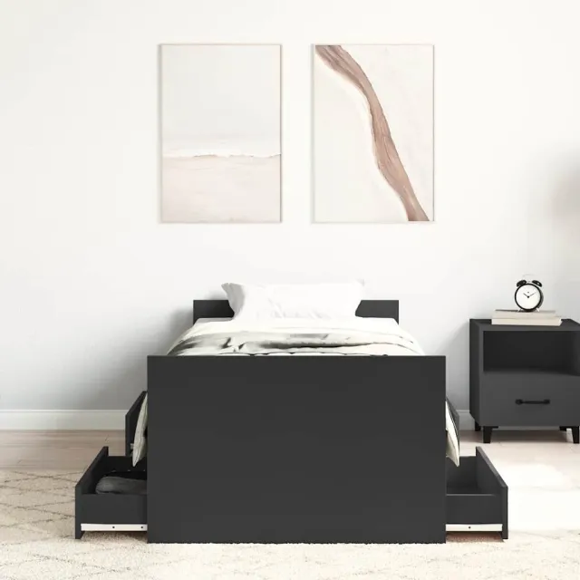 Cadre de lit sans matelas noir 90x200 cm